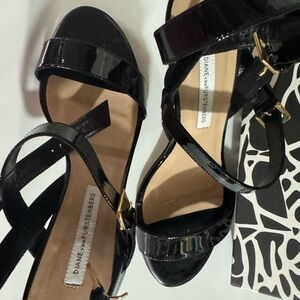 Diane von Furstenberg Black Patent Leather Sandals